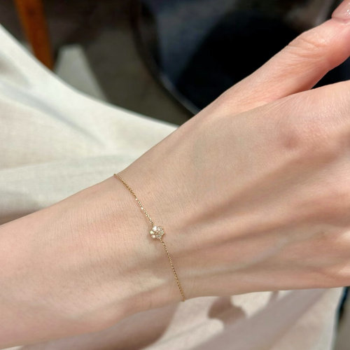 日系nojess 小花手链925银镀金agete雏菊极细手链叠戴女生日礼物