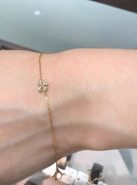 日系agete同款 幸运四叶草小众925银镀金手链极细日常叠戴女礼物