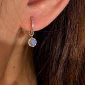 日系agete同款 圣诞限定天然紫水晶拉长石双面耳坠925银镀金耳环