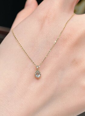 日系nojess同款 海蓝宝迷你水滴925银镀14k金项链耳钉女生日礼物
