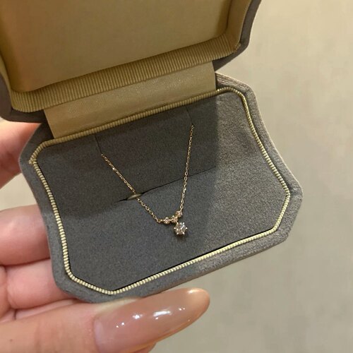 满目星辰 北欧森林日系age星星925银项链星芒莫桑钻锁骨链女礼物