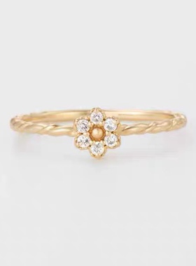 日系nojess同款 小雏菊戒指925银镀金花朵指环女小清新仙仙的轻奢