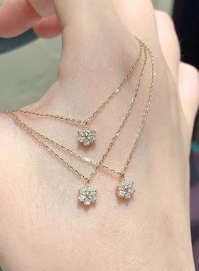 日系agete同款 小花花勿忘我花项链 925银镀金锁骨链女生日礼物