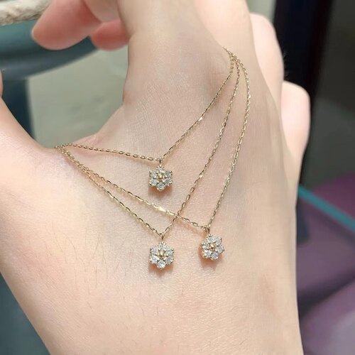 日系agete同款 小花花勿忘我花项链 925银镀金锁骨链女生日礼物