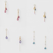 日系agete同款 彩色宝石吊坠黄水晶石榴石堇青石伦敦蓝耳坠14k包金