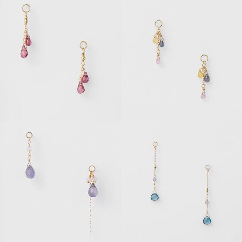 日系agete同款彩色宝石吊坠黄水晶石榴石堇青石伦敦蓝耳坠14k包金