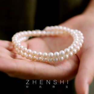 S925银轻奢元 天然淡水珍珠项链女款 宝扣高级感满串颈链 朝露