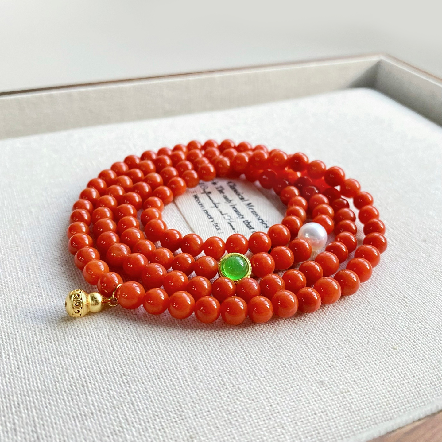 【踏歌】天然淡水珍珠手链女款正圆新中式南红小众设计款多圈手饰