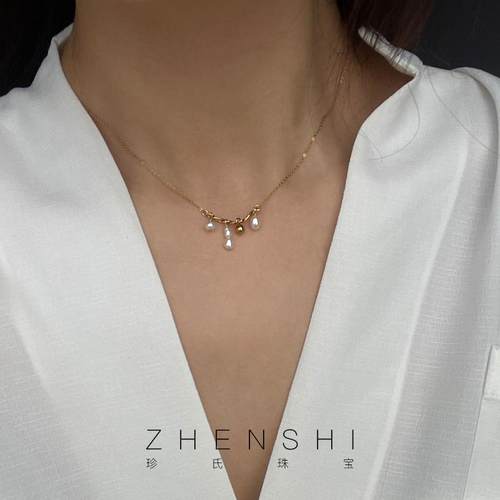 【安宁】天然淡水珍珠吊坠女款 法式复古精致轻奢小众高级感项链