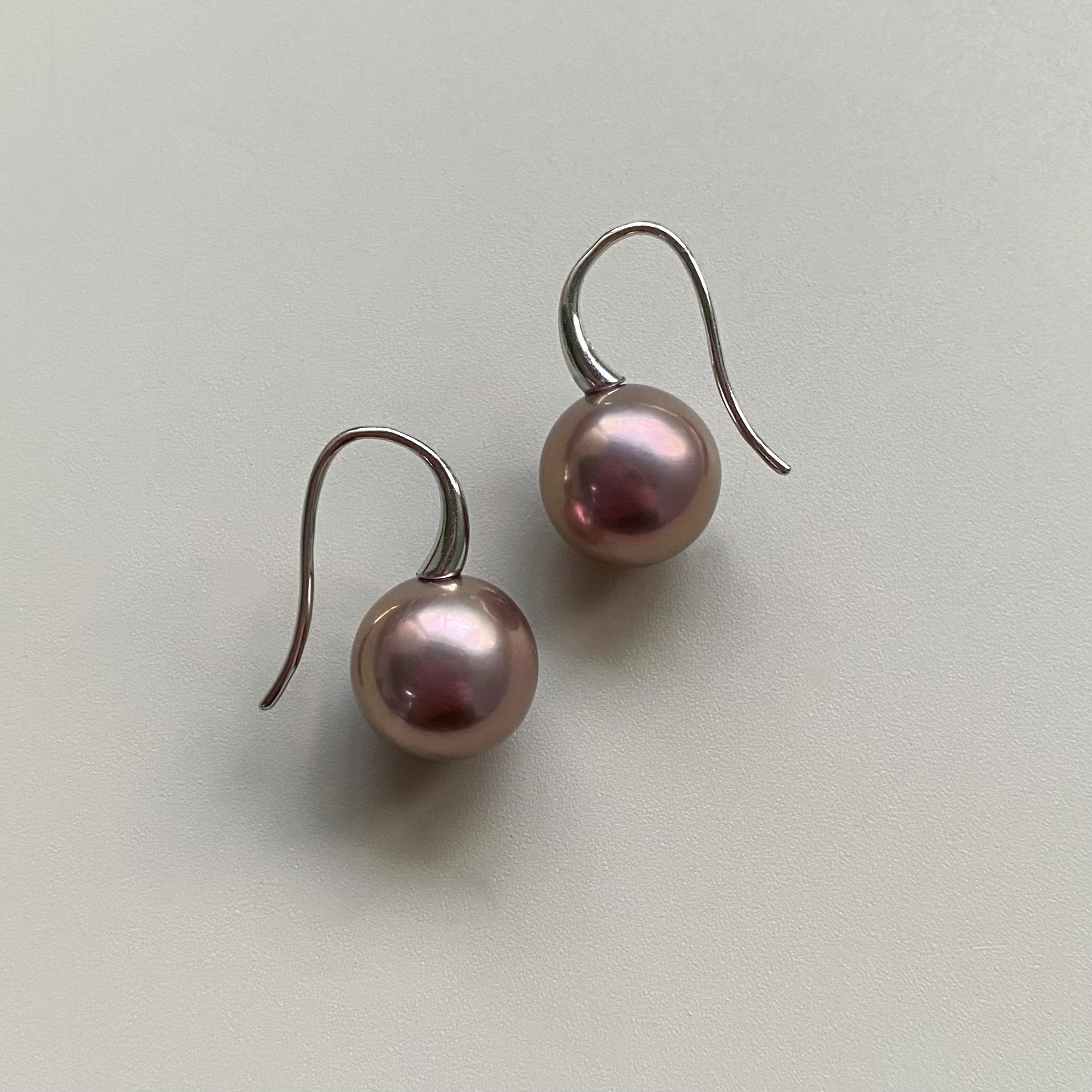 【澜蔓】天然淡水紫色珍珠耳钩女款S925银正圆高跟鞋简约时尚耳饰