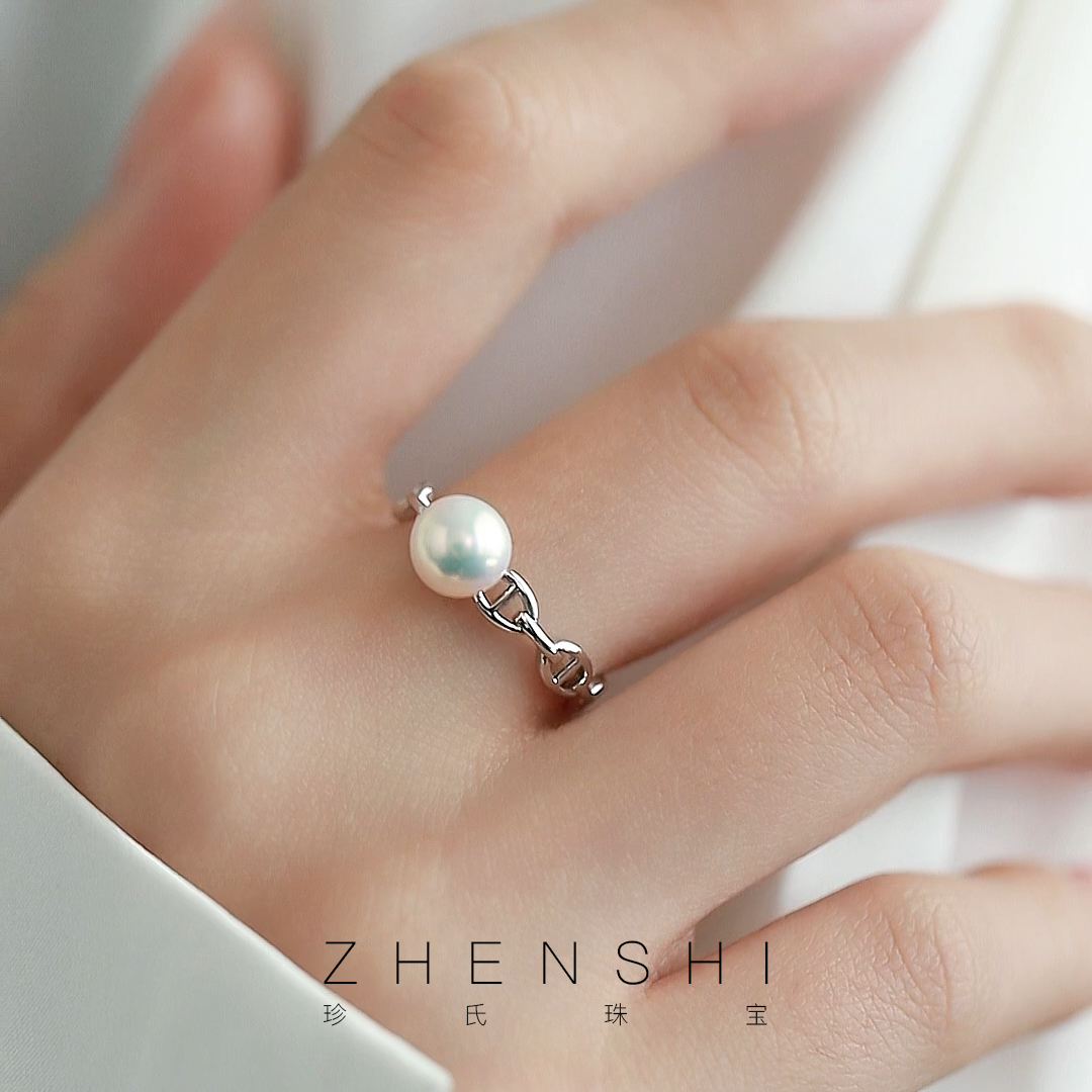 天然淡水珍珠纯银戒指