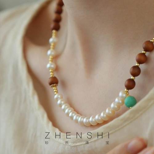 【清茵】天然淡水珍珠项链女 55cm 叠搭木珠新中式国潮小众毛衣链