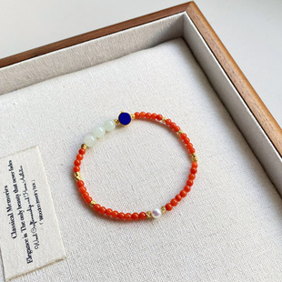 【空如】天然淡水珍珠手链女款 新中式南红碧玉青金石高级感手饰