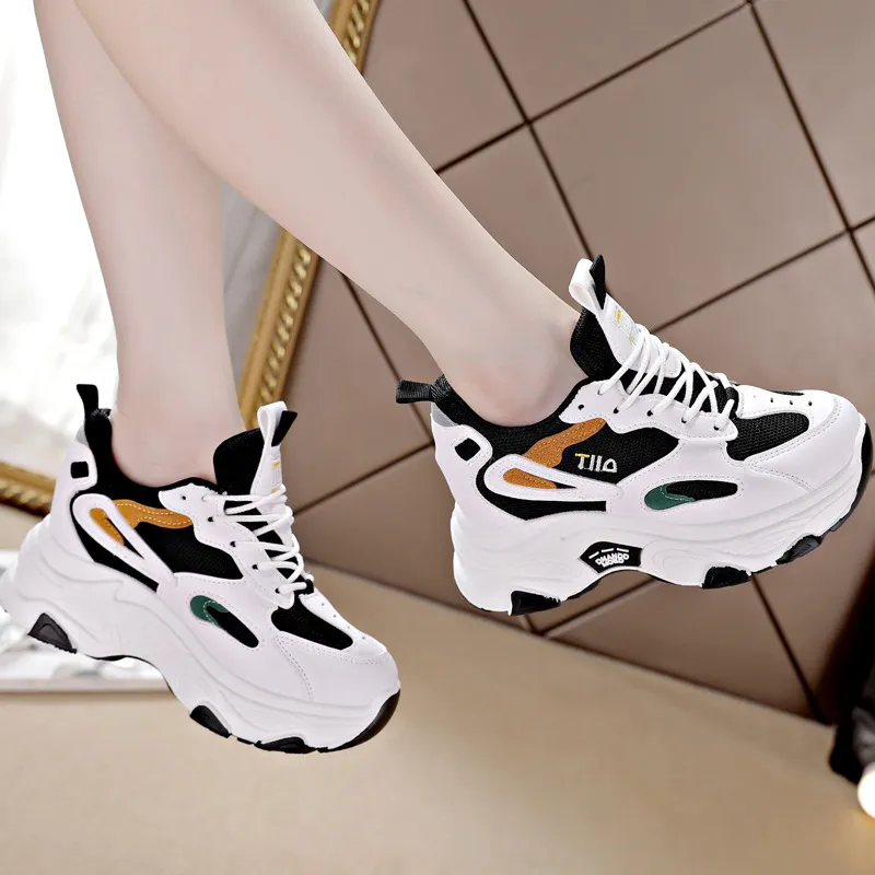 时尚旅游内增高女鞋新款女鞋运动高跟春季2025小白鞋