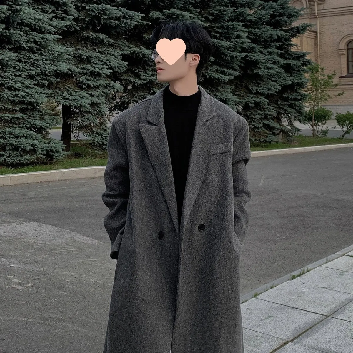 加棉加厚2025春夏毛呢大衣男士韩版过膝中长款风衣宽松呢子外套男