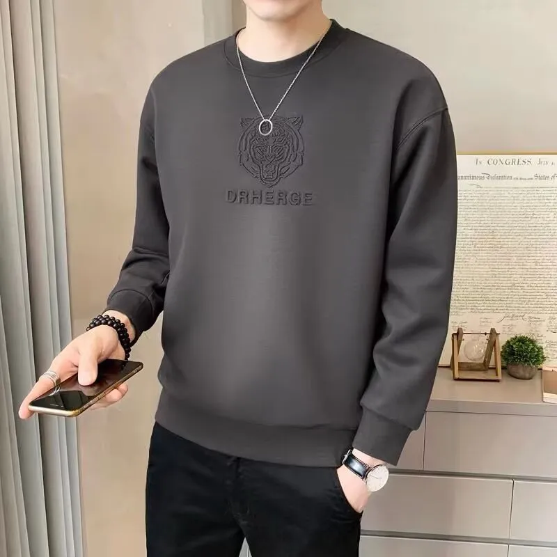 男士长袖卫衣2024秋季新款潮流虎头钢印薄款长袖潮牌男秋装上衣服