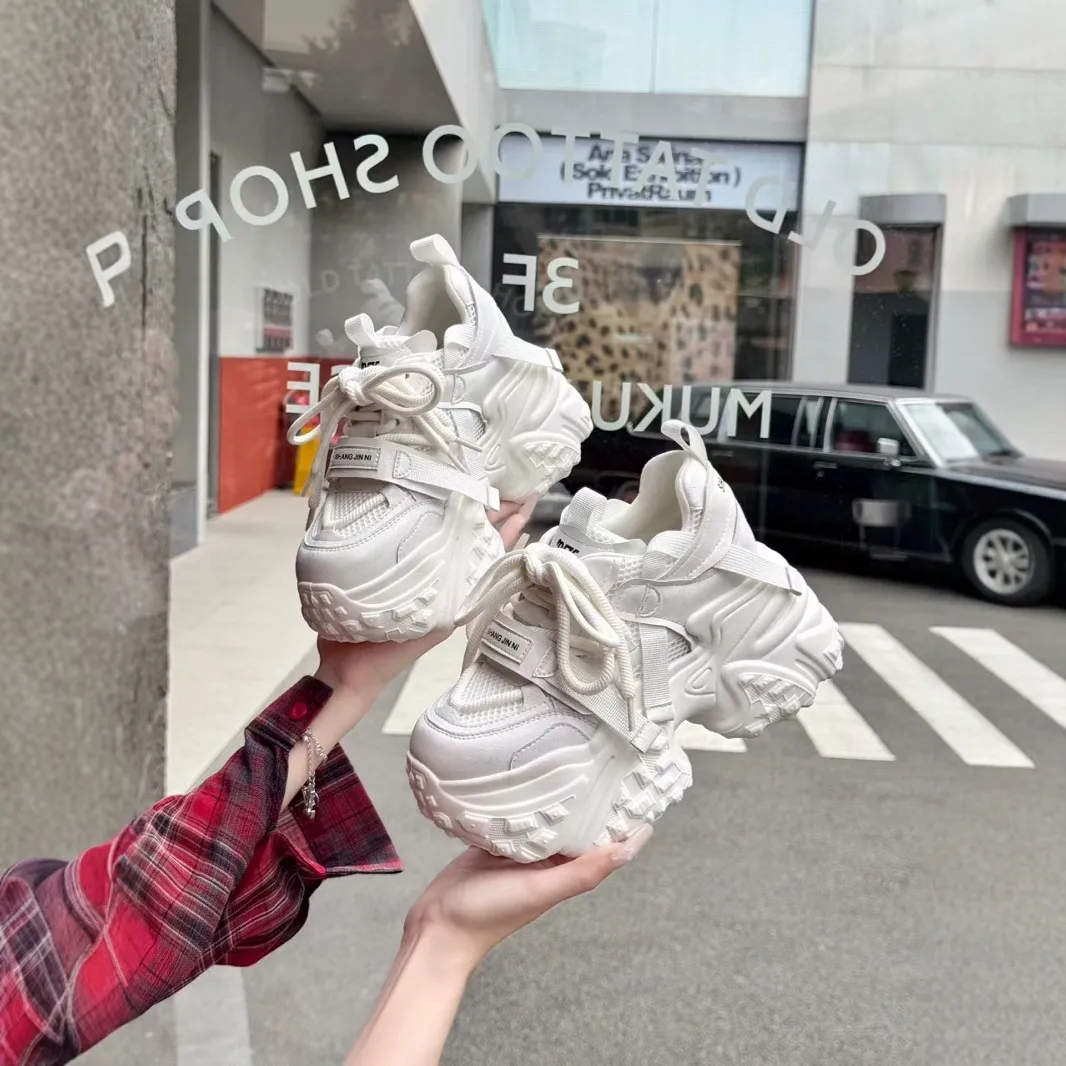 厚底内增高时尚老爹鞋女2025秋冬季运动休闲鞋超轻发泡大底