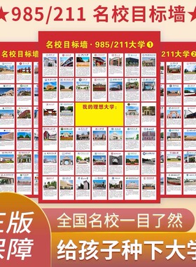 名校目标墙贴中国名牌大学激励榜全国985和211带分数儿童学习挂图