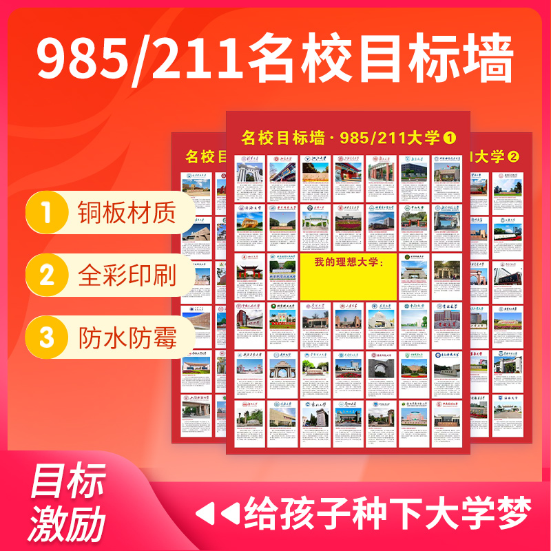 全国大学名校挂图墙贴激励榜
