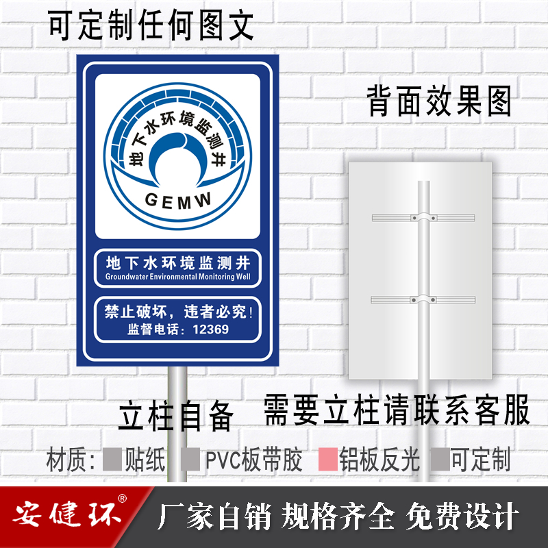 地下水环境监测井标志牌一二三级保护饮用水源环保局警示牌立柱牌-封面