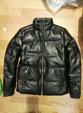 立领保暖皮夹克男士短款羽绒服