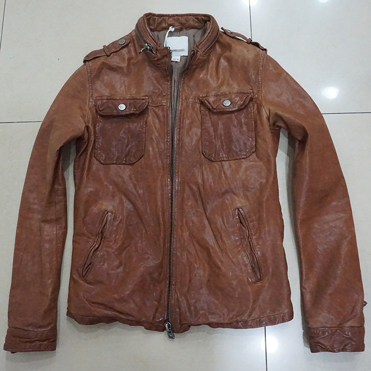 秋冬立领机车外套男士短款皮夹克