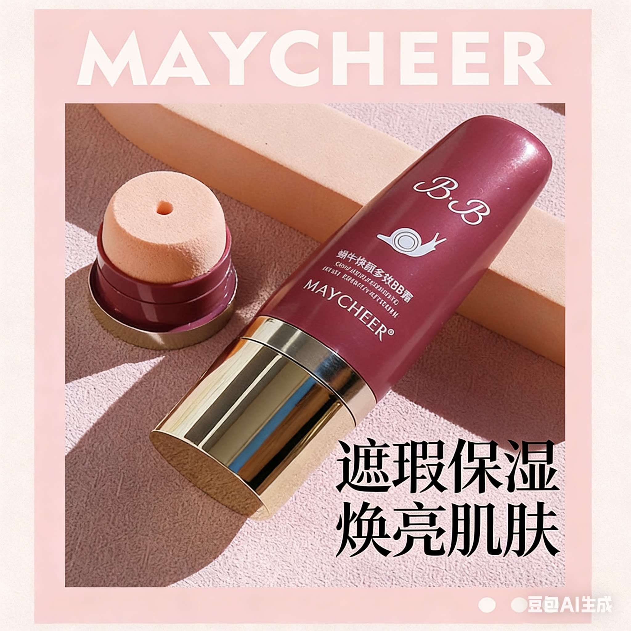 美茜儿蜗牛焕颜多效BB霜遮瑕隔离霜保湿裸妆粉底霜 带棉头爆款