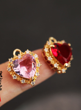 1h26微镶巴洛克爱心16x14.5mm水晶心形吊饰服饰配件仿锆项链耳环