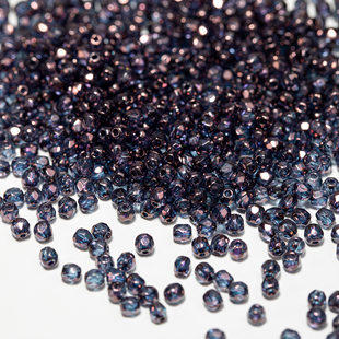 3mm火磨珠100颗 珠光紫水晶捷克进口水晶珠火光枣珠串珠diy发簪