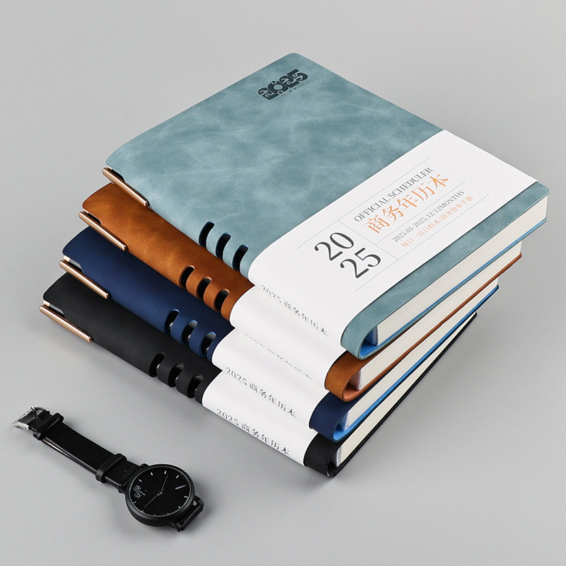 2025年历日程本A5复古每日计划表大号商务办公笔记本A4时间管理