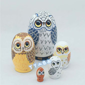 五层蛋猫头鹰俄罗斯套娃儿童木制玩具工艺礼品生日圣诞礼物摆件