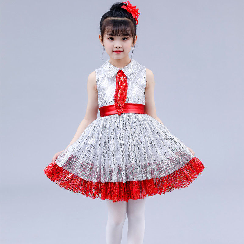 六一儿童节亮片红领巾纱裙舞蹈