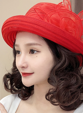 带头发的帽子女非真发洋气