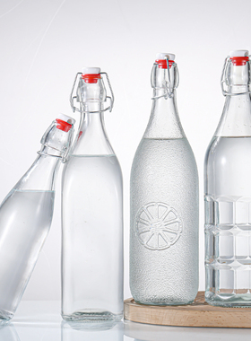 250ML500ML1000ML卡扣密封白酒瓶无铅酵素瓶加厚饮料瓶自酿空酒瓶