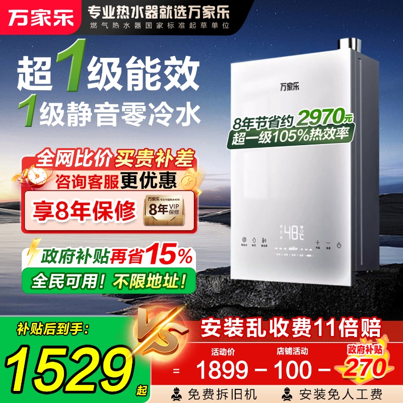 政府补贴一级能效静音燃气热水器