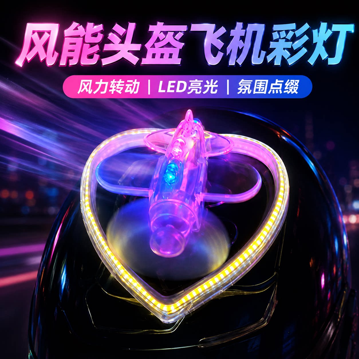风能头盔飞机灯LED彩灯摆件图片