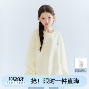 笛莎官方旗舰童装女童加绒卫衣冬季新款大童女孩儿童时尚保暖上衣