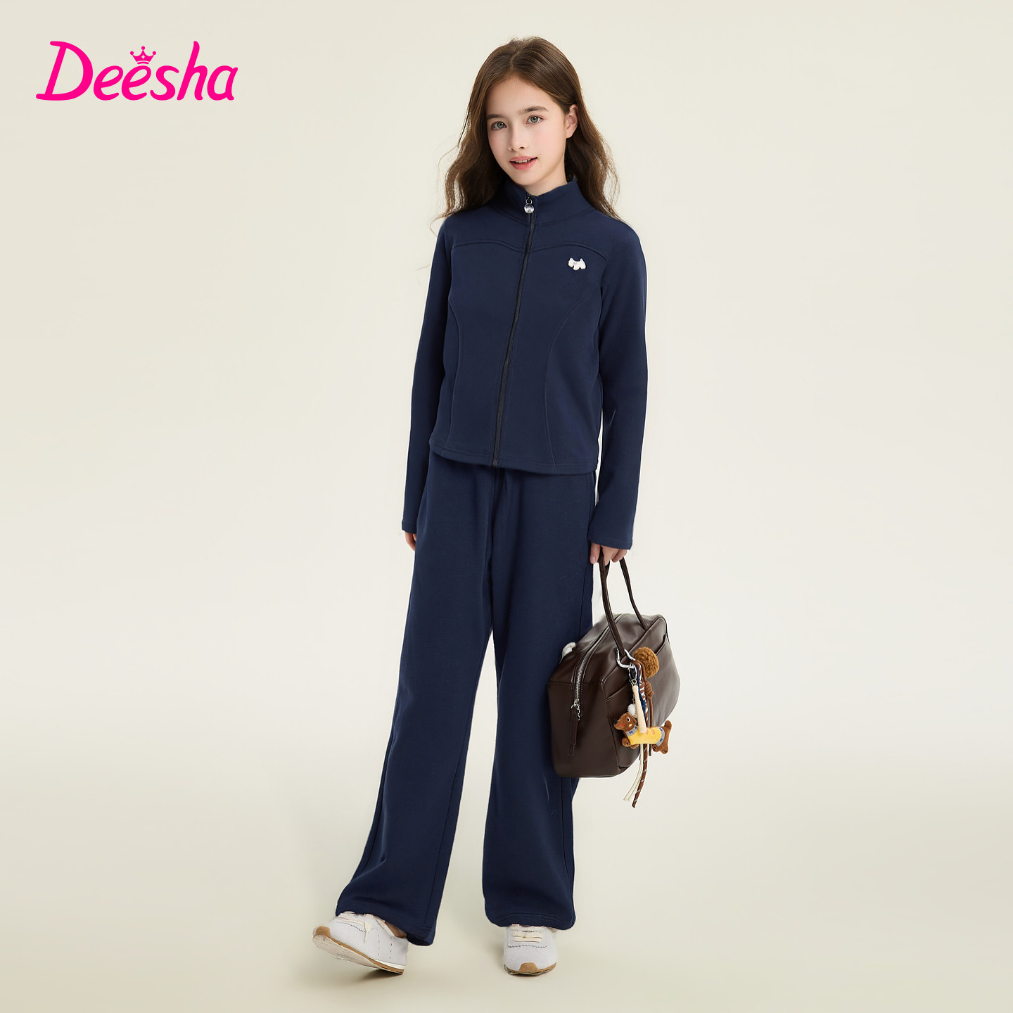 笛莎官方旗舰童装女童运动套装春季新款儿童拉链外套休闲裤两件套