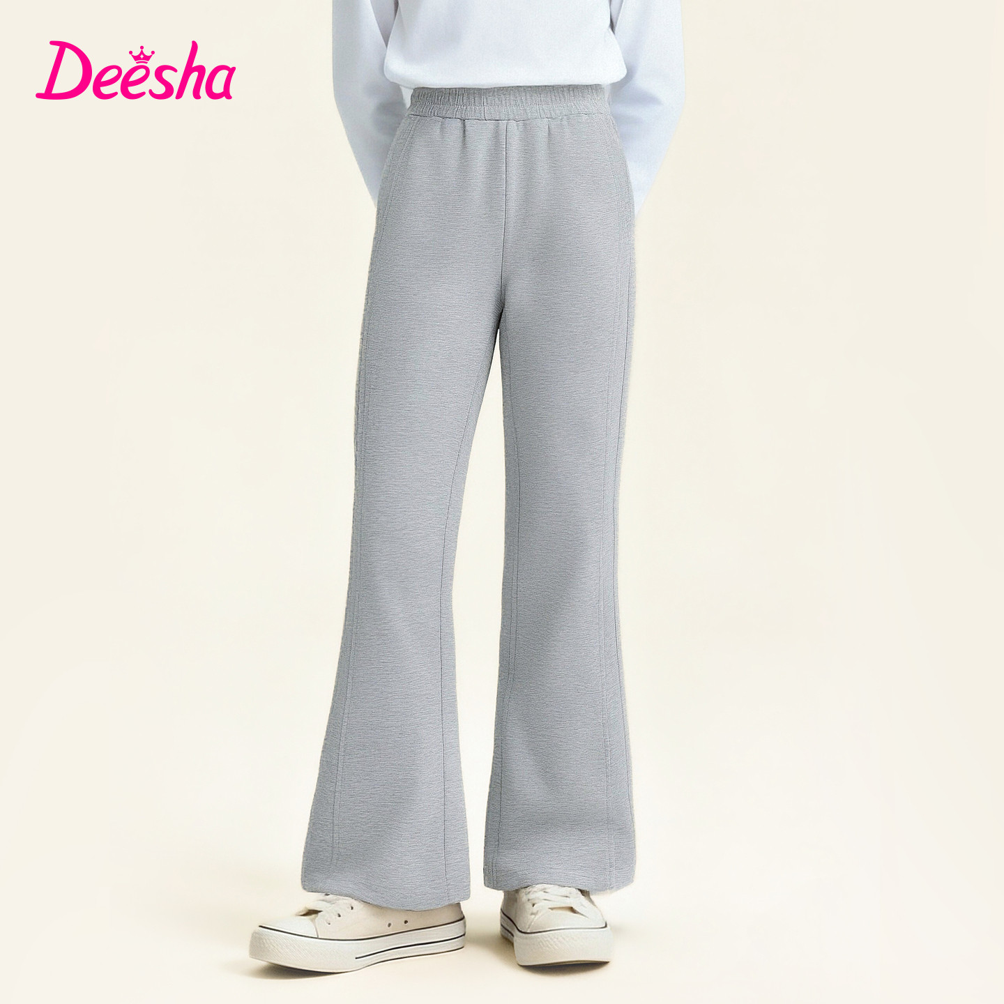 笛莎官方旗舰童装女童休闲裤子春秋季新款儿童微宽松高腰喇叭裤