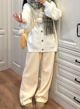 Bear doll2025新款秋冬小个子加绒休闲裤女可爱百搭宽松直筒裤子