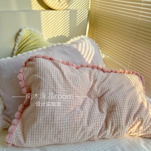 ins马卡龙纯色加厚牛奶绒单枕套