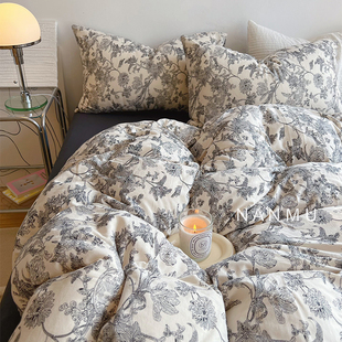 浪漫全棉裸睡床品1.8 忍不住心动|ins复古风软糯针织棉四件套法式