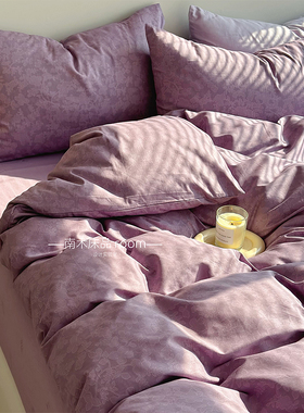 人间温柔｜复古浪漫紫色花纹全棉四件套复古纯棉民宿床品1.8m床笠