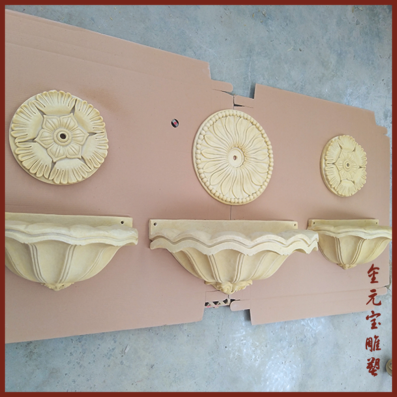 砂岩接水盆砂岩挂壁花钵人造砂岩黄锈石沙岩浮雕流水半边贝壳盆