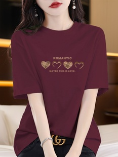 爆款纯棉安可拉红色短袖t恤女外穿时尚宽松显瘦百搭慵懒风上衣潮