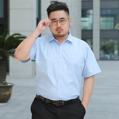 大码宽松短袖男士衬衣胖子商务装