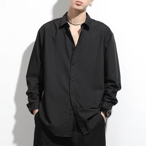 宽松长袖衬衫男加肥加大码休闲男装胖哥300斤特体黑色衬衫爸爸装