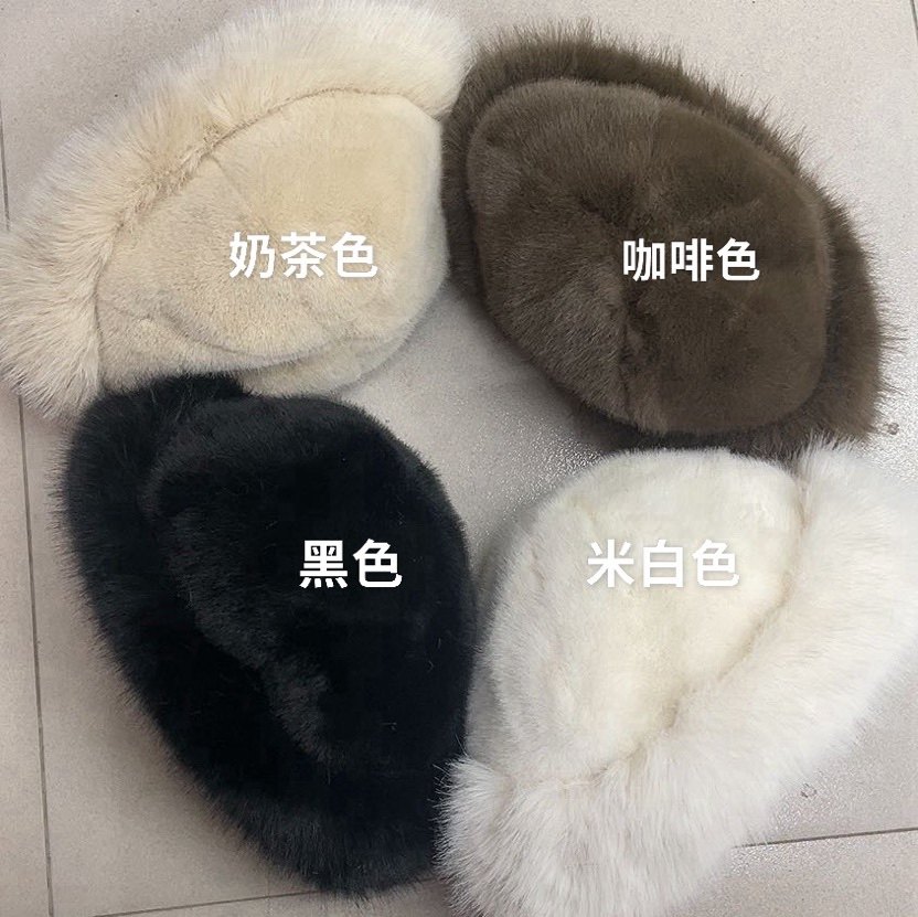 毛绒蒙古帽子女秋冬防寒盆帽护耳帽仿狐狸毛渔夫帽毛毛抗风潮流