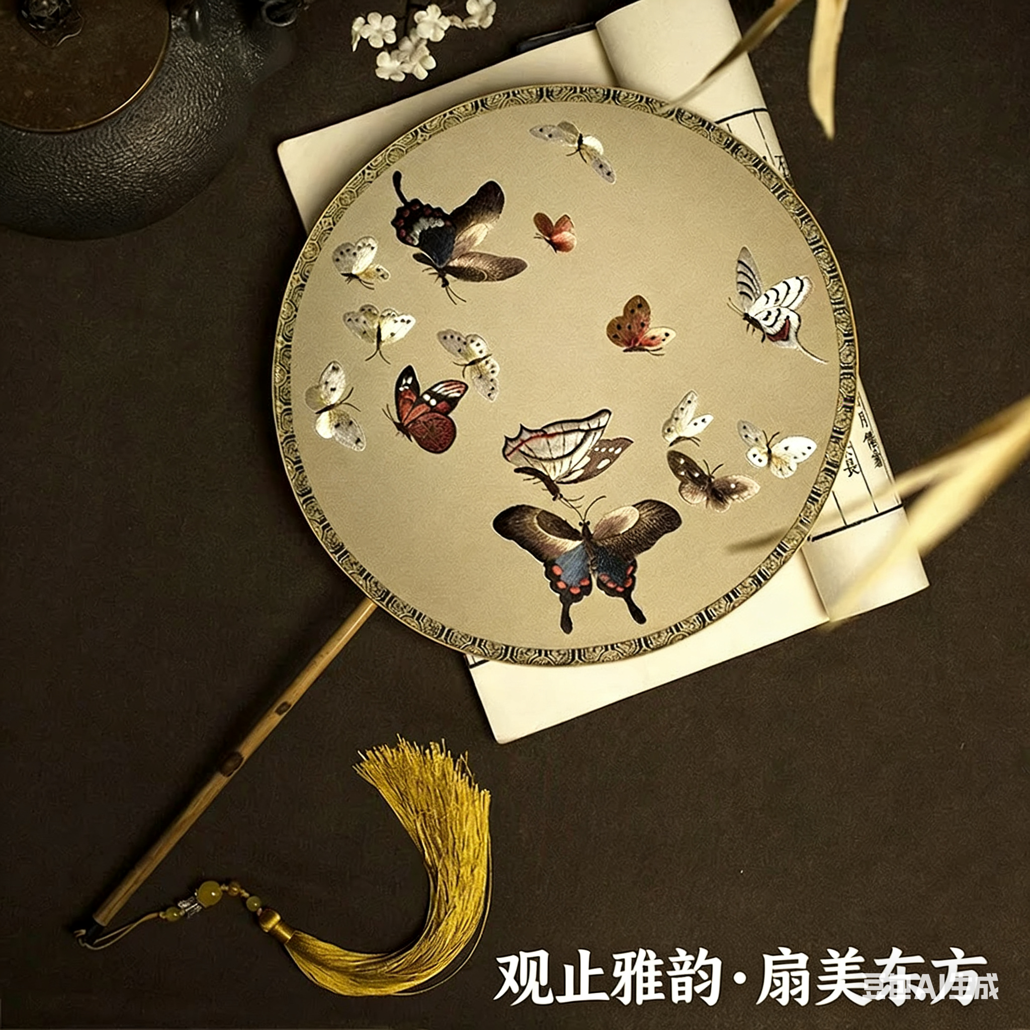 观止国风 非遗苏绣团扇 手工刺绣高档礼品 新中式国风伴手礼商务