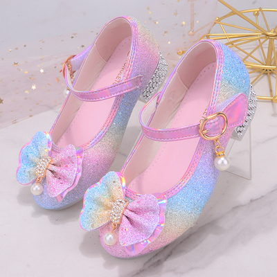 女童高跟鞋公主鞋软底水晶鞋